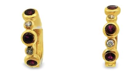 Radiant Sapphire & CZ Bloom 9ct Yellow Gold Stud Earrings