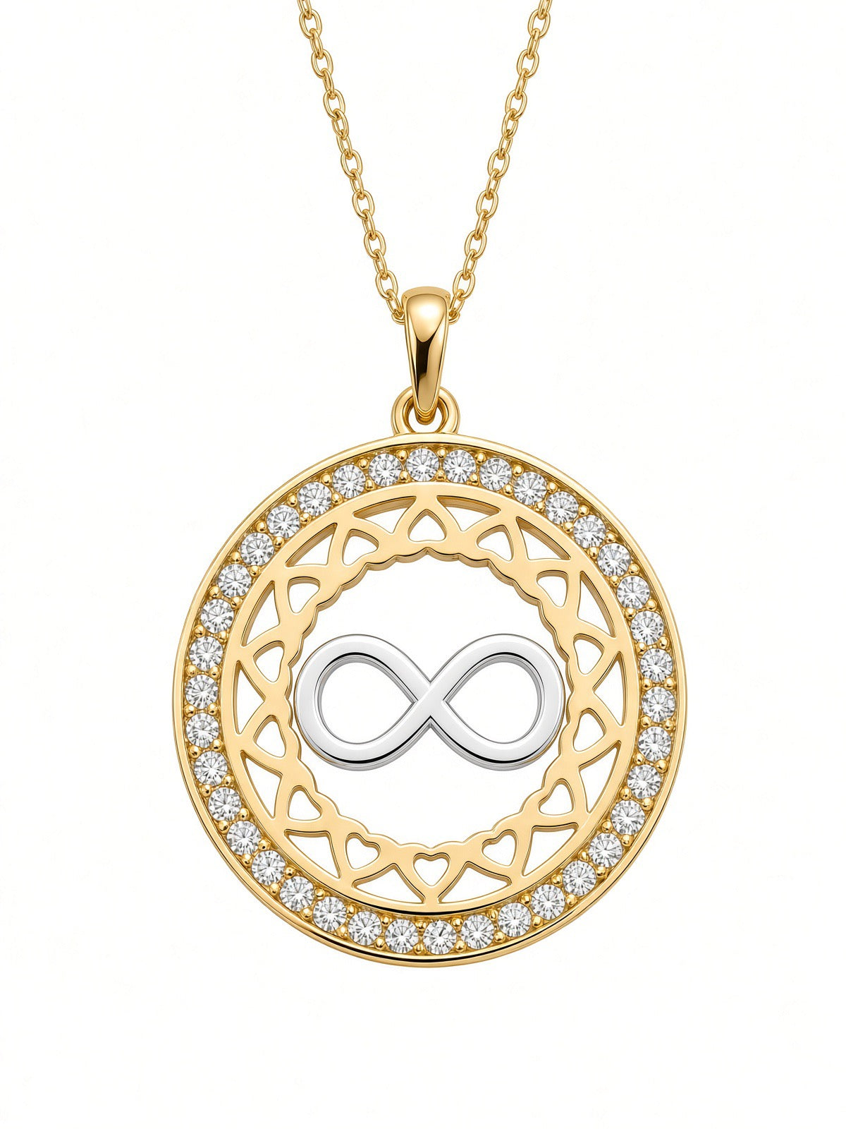 Eternal Embrace 9ct Yellow Gold & CZ Infinity Pendant