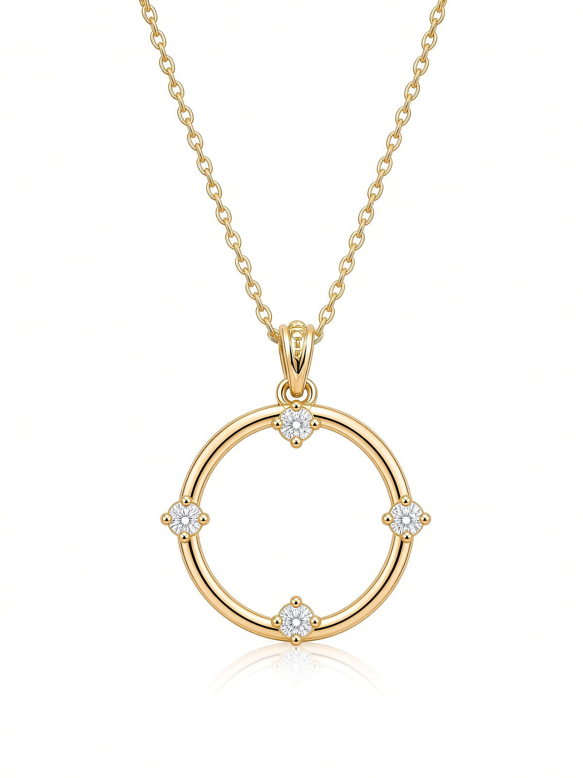 9ct Two-Tone Gold Diamond Cut Open Circle Pendant