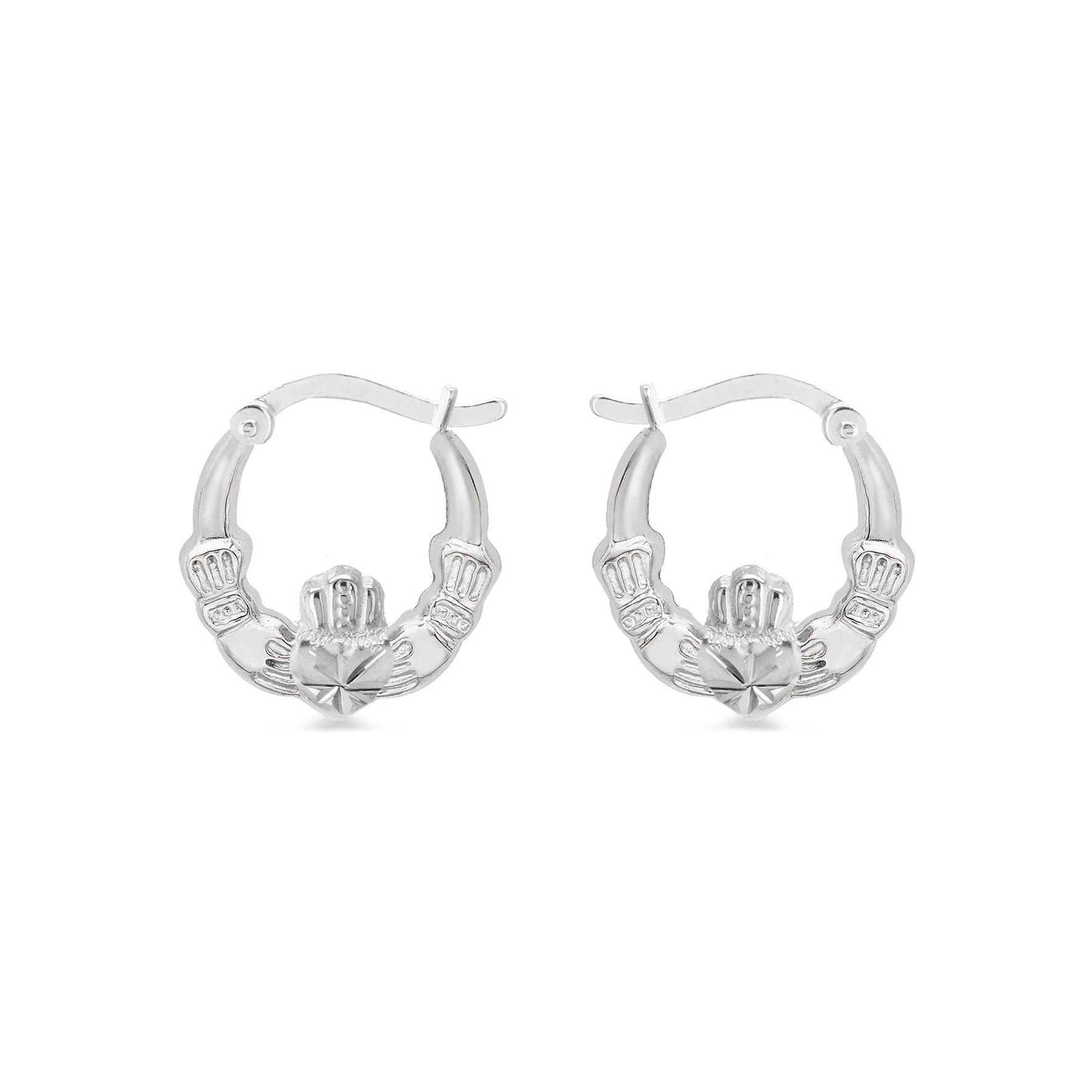 Sterling Silver Claddagh Creole Earrings 17.5 x 21.5mm