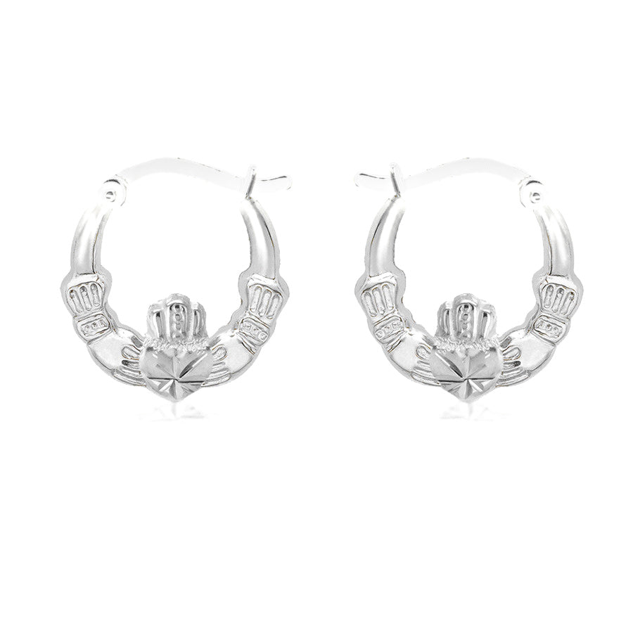 Sterling Silver Claddagh Creole Earrings 17.5 x 21.5mm