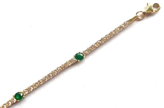 9ct Yellow Gold Created Emerald and CZ Tennis Bracelet