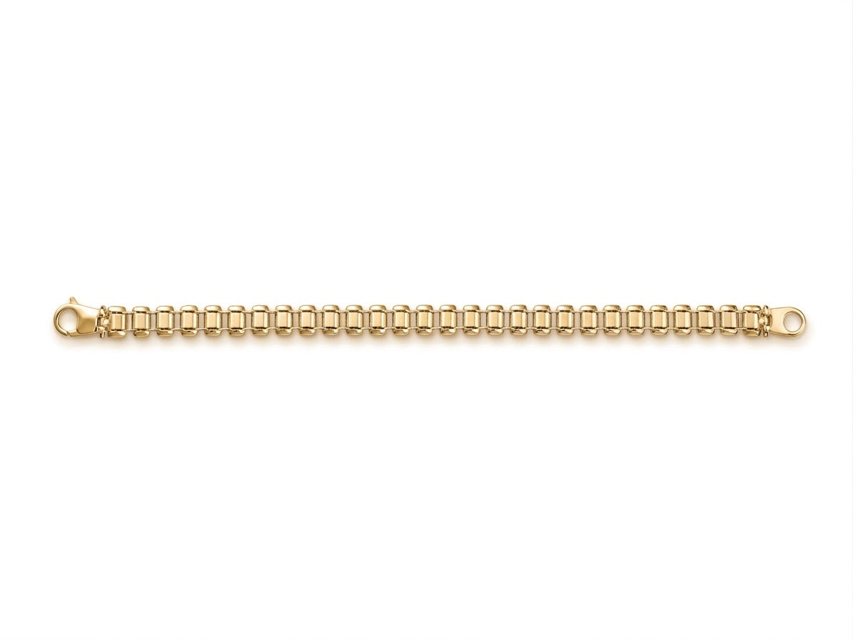 9ct Yellow Gold Bar Link Bracelet 19cm
