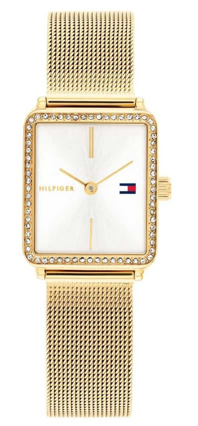 Tommy Hilfiger Tea 22x24mm Silver Dial Gold Plated Mesh Bracelet Quartz Ladies Watch