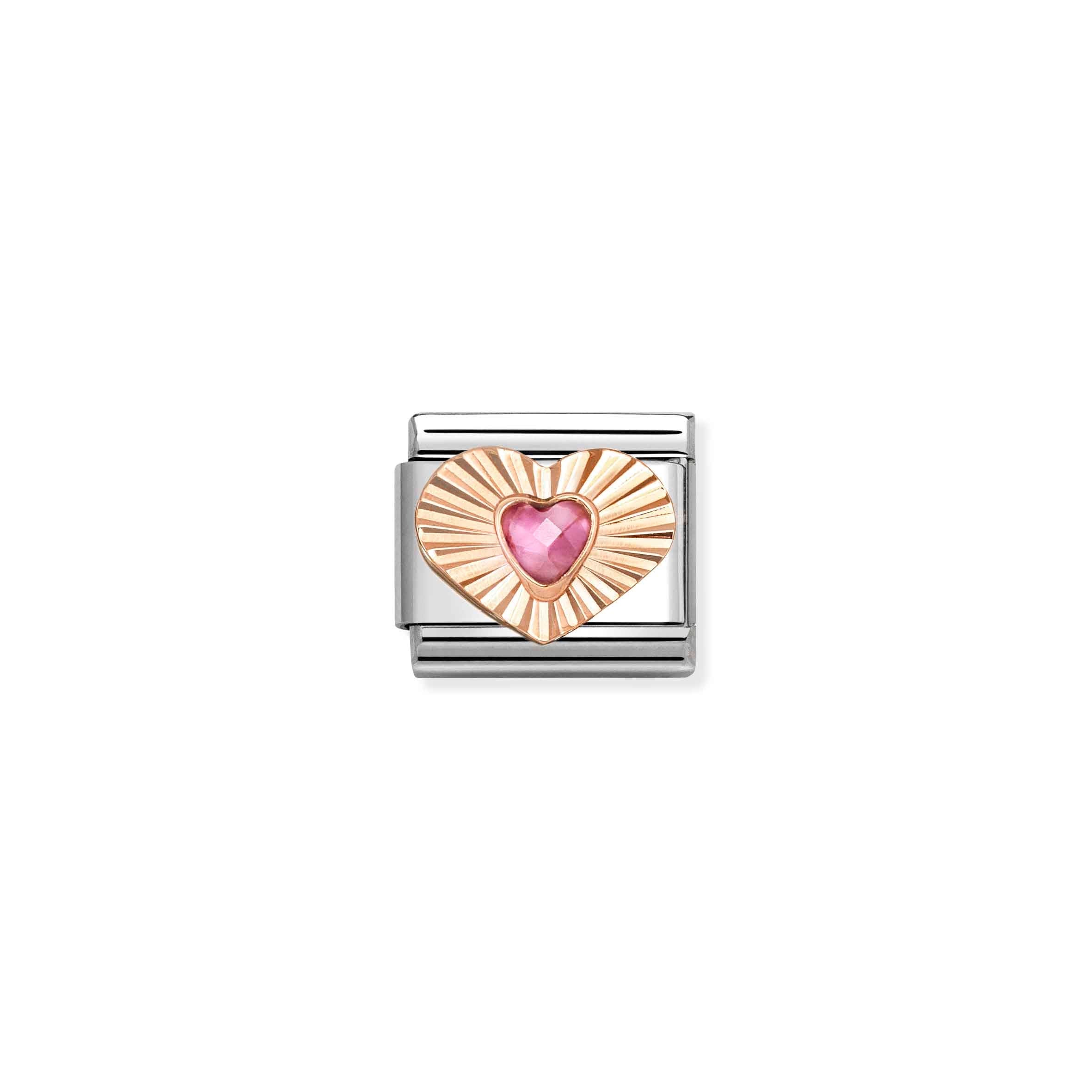 Nomination Composable Classic Rose Gold Pink Cubic Zirconia Heart Charm