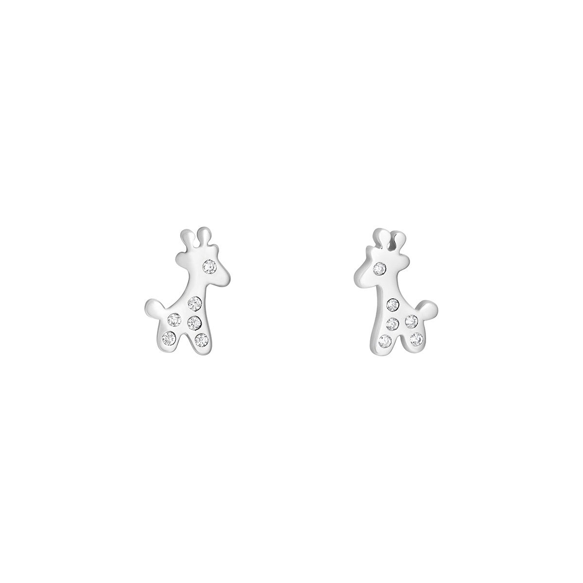 Sterling Silver Cubic Zirconia Giraffe Stud Earrings
