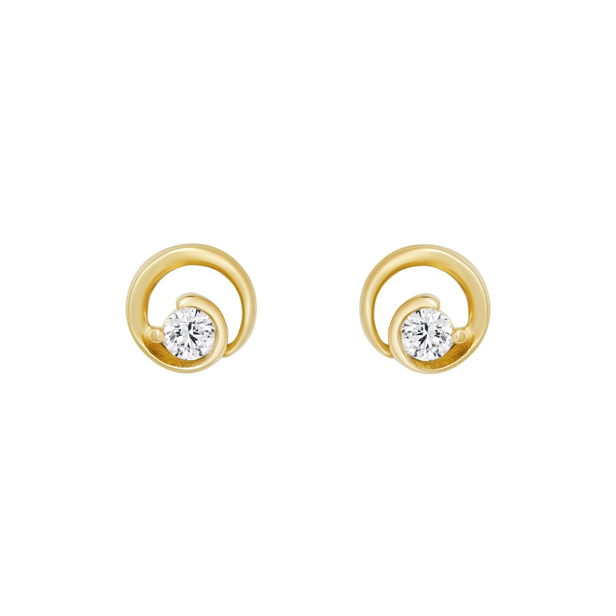 Sterling Silver Yellow Gold Plated Cubic Zirconia Open Swirl Stud Earrings