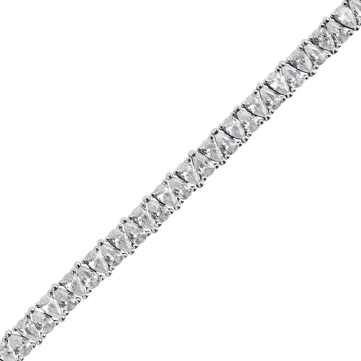 Sterling Silver Cubic Zirconia Pear Tennis Bracelet 7.5'