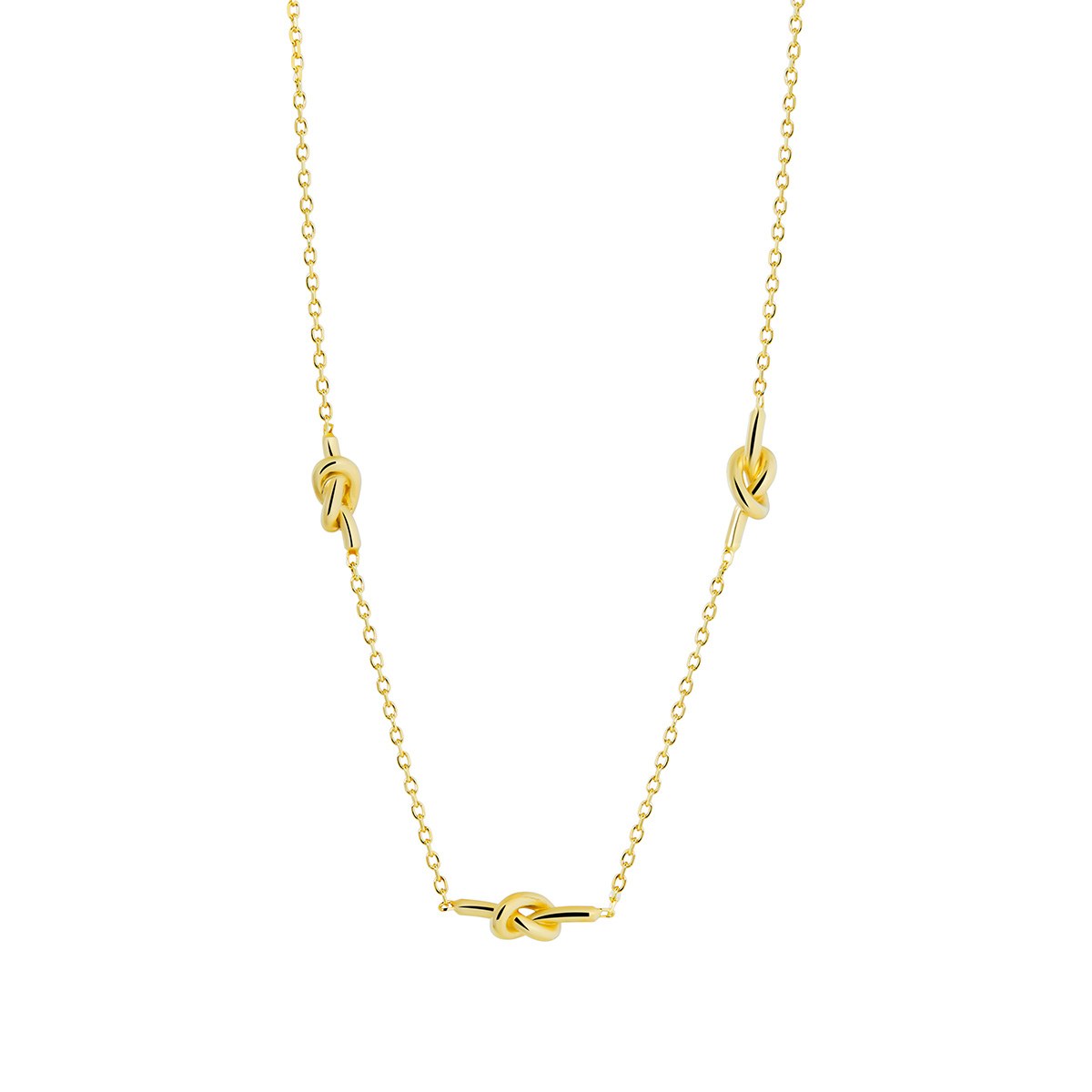 Sterling Silver Yellow Gold Plated Triple Love Knot Necklace 17-18'