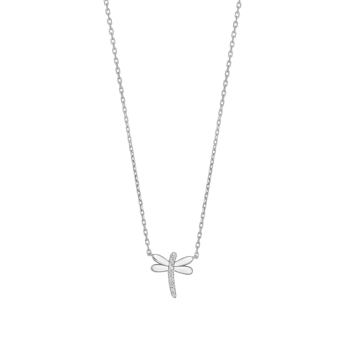 Sterling Silver Cubic Zirconia Dragonfly Nlace 16-18'