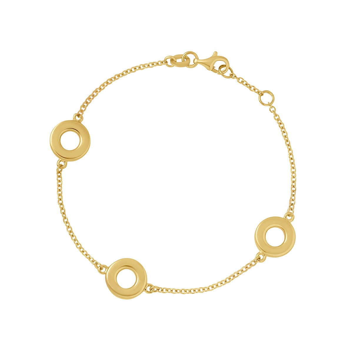 9ct Yellow Gold Three Circle Bracelet 7.5 Inch