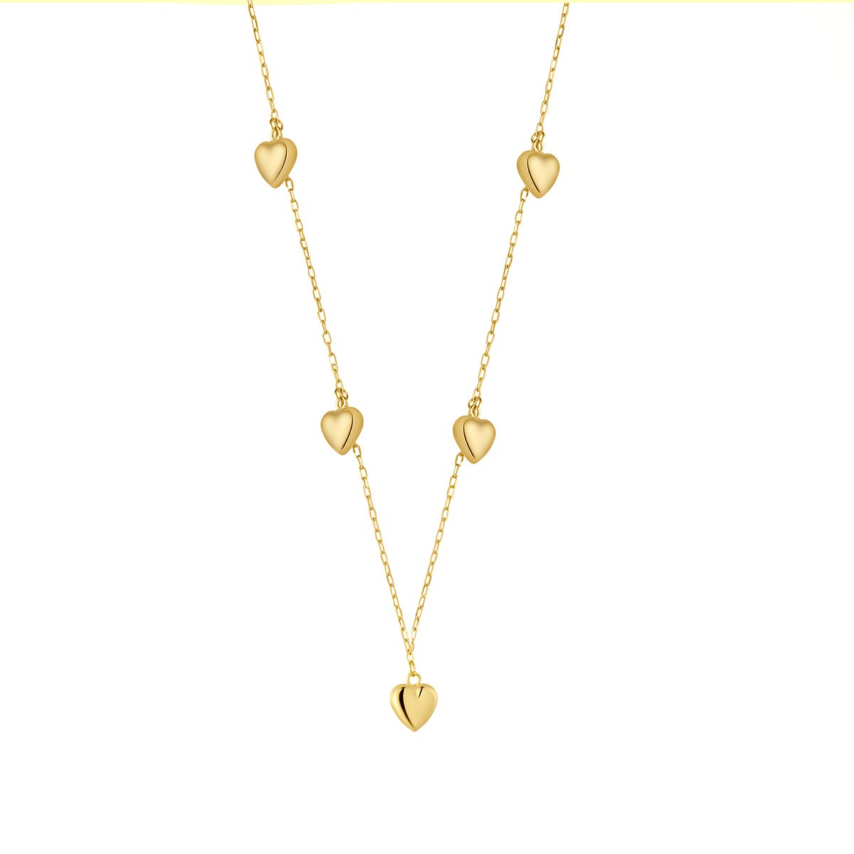 9ct Yellow Gold Five Heart Drop Necklace