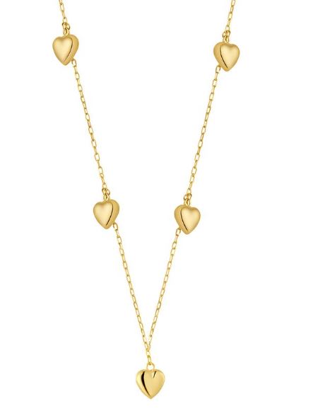 9ct Yellow Gold Five Heart Drop Necklace