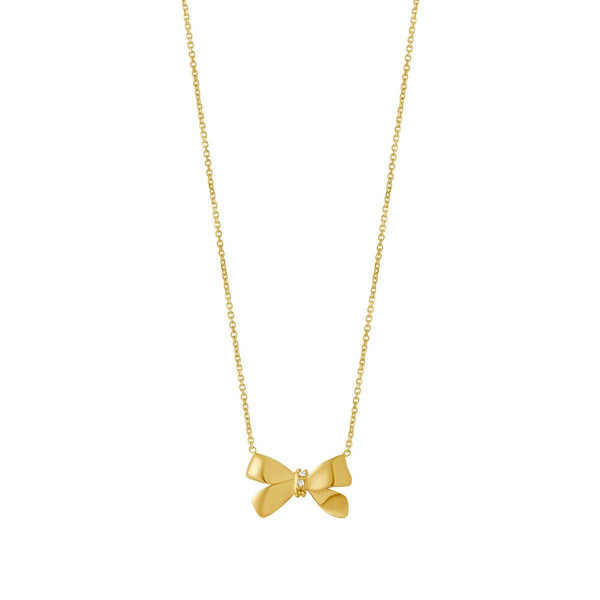 9ct Yellow Gold Cubic Zirconia Bow Necklace