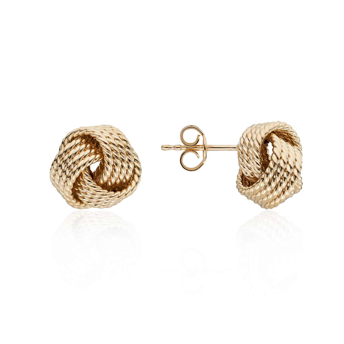 9ct Yellow Gold Textured Knot Stud Earrings