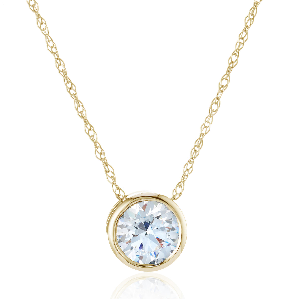 The Luminous 9ct Yellow Gold CZ Rubover Set Necklace