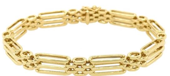 9ct Yellow Gold Three Bar Gate Bracelet