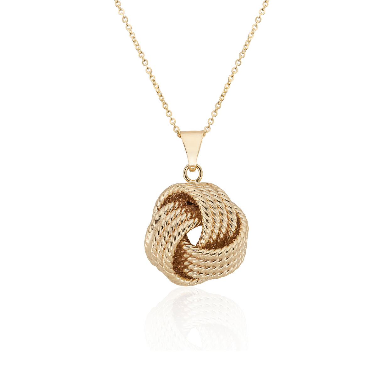9ct Yellow Gold Textured Knot Pendant 16-18'