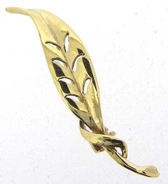 Vintage 9ct Yellow Gold Leaf Brooch