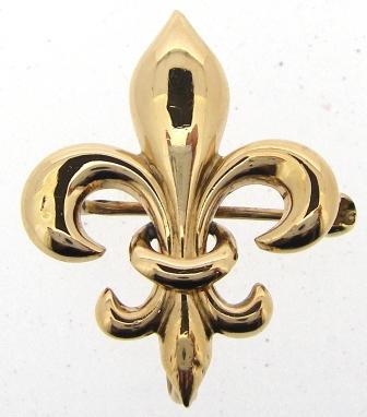 Vintage 9ct Rose Gold Fleur De Lis Brooch