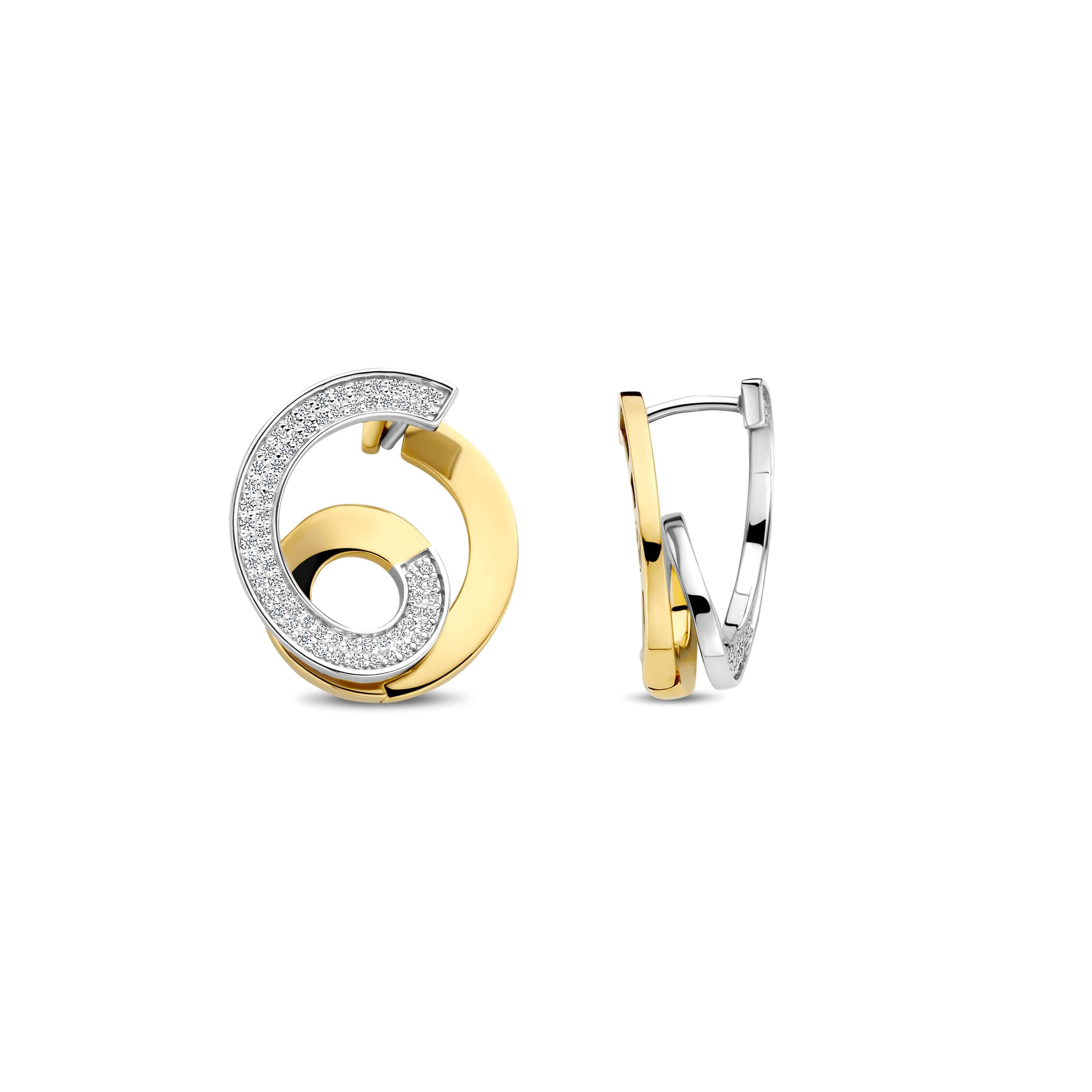 Ti Sento Gold Plated Cubic Zirconia Swirl Earrings