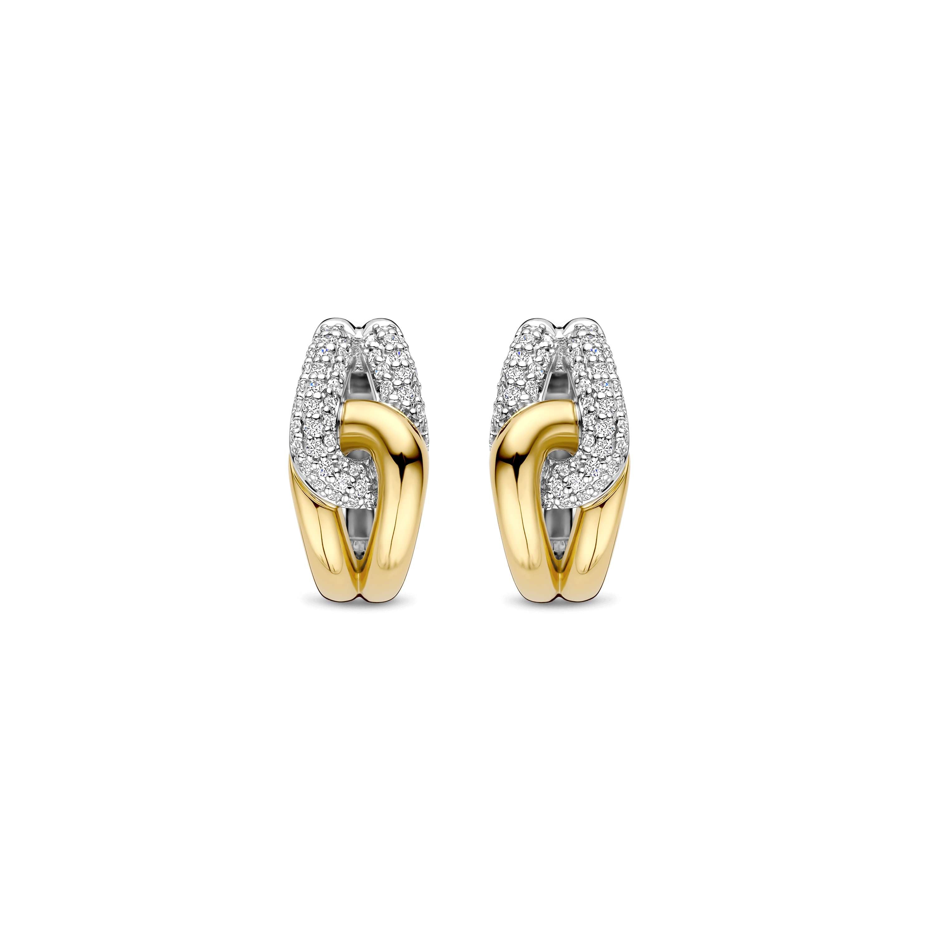 Ti Sento Sterling Silver & Yellow Gold Plated Cubic Zirconia Knot Hoop Earrings 15mm