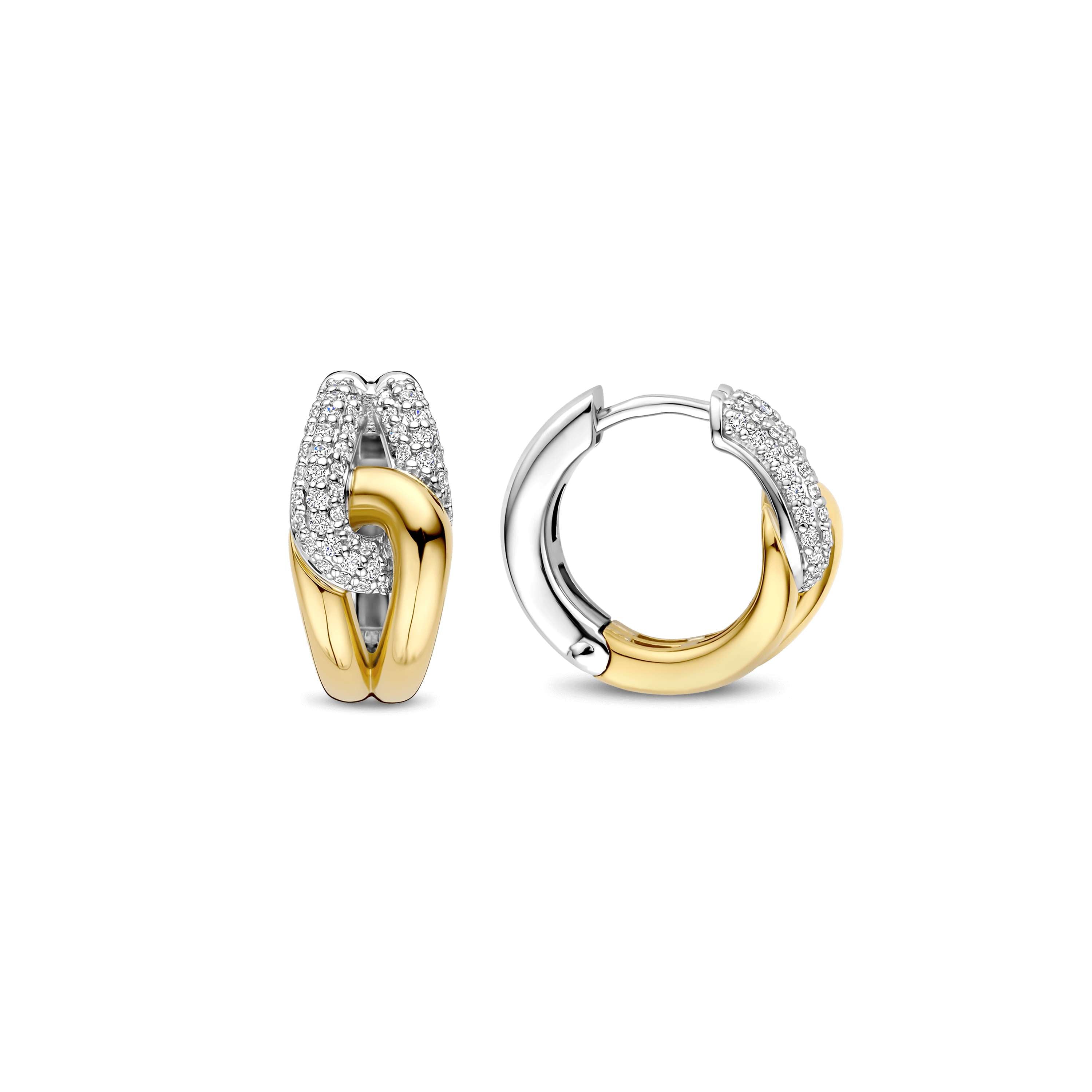 Ti Sento Sterling Silver & Yellow Gold Plated Cubic Zirconia Knot Hoop Earrings 15mm