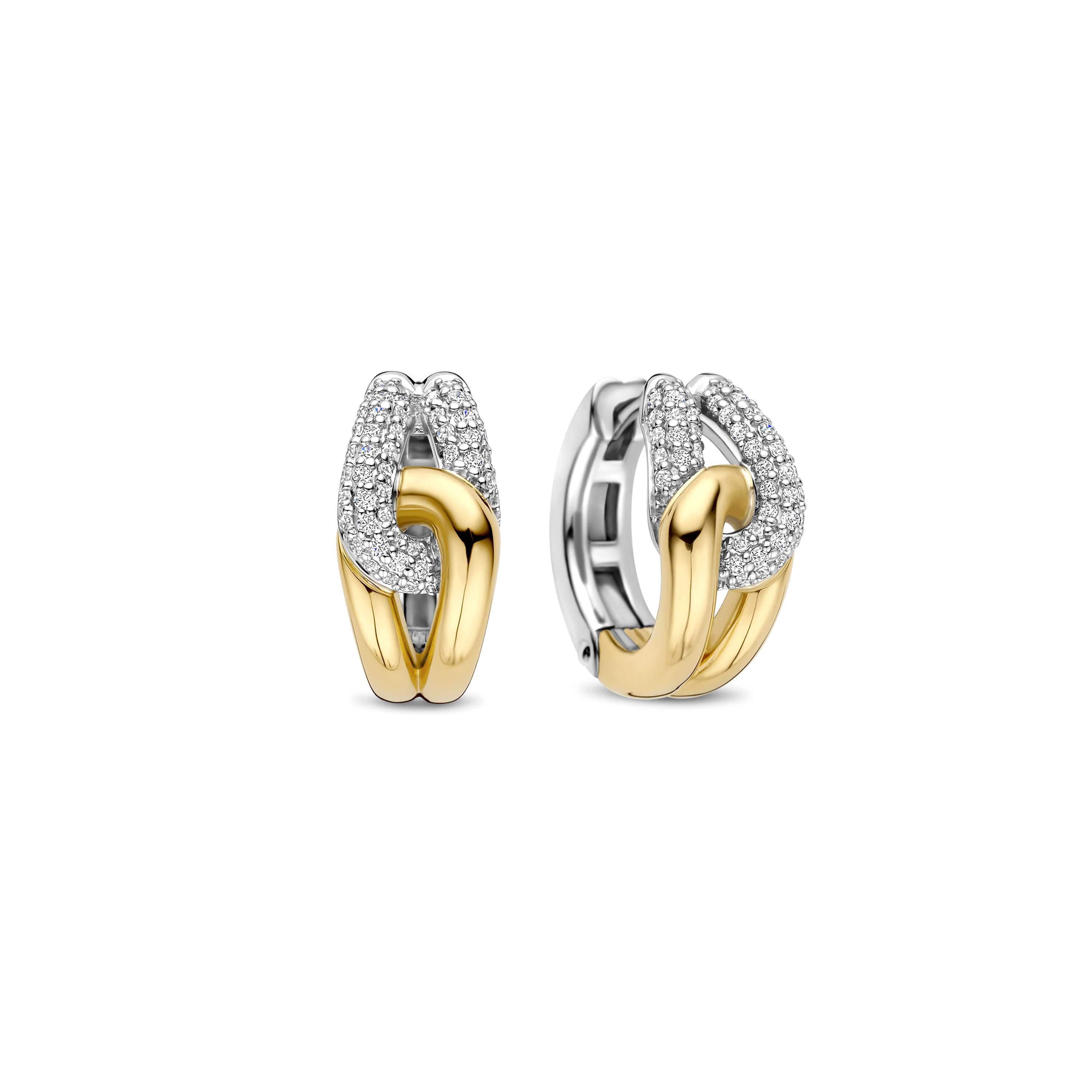 Ti Sento Sterling Silver & Yellow Gold Plated Cubic Zirconia Knot Hoop Earrings 15mm