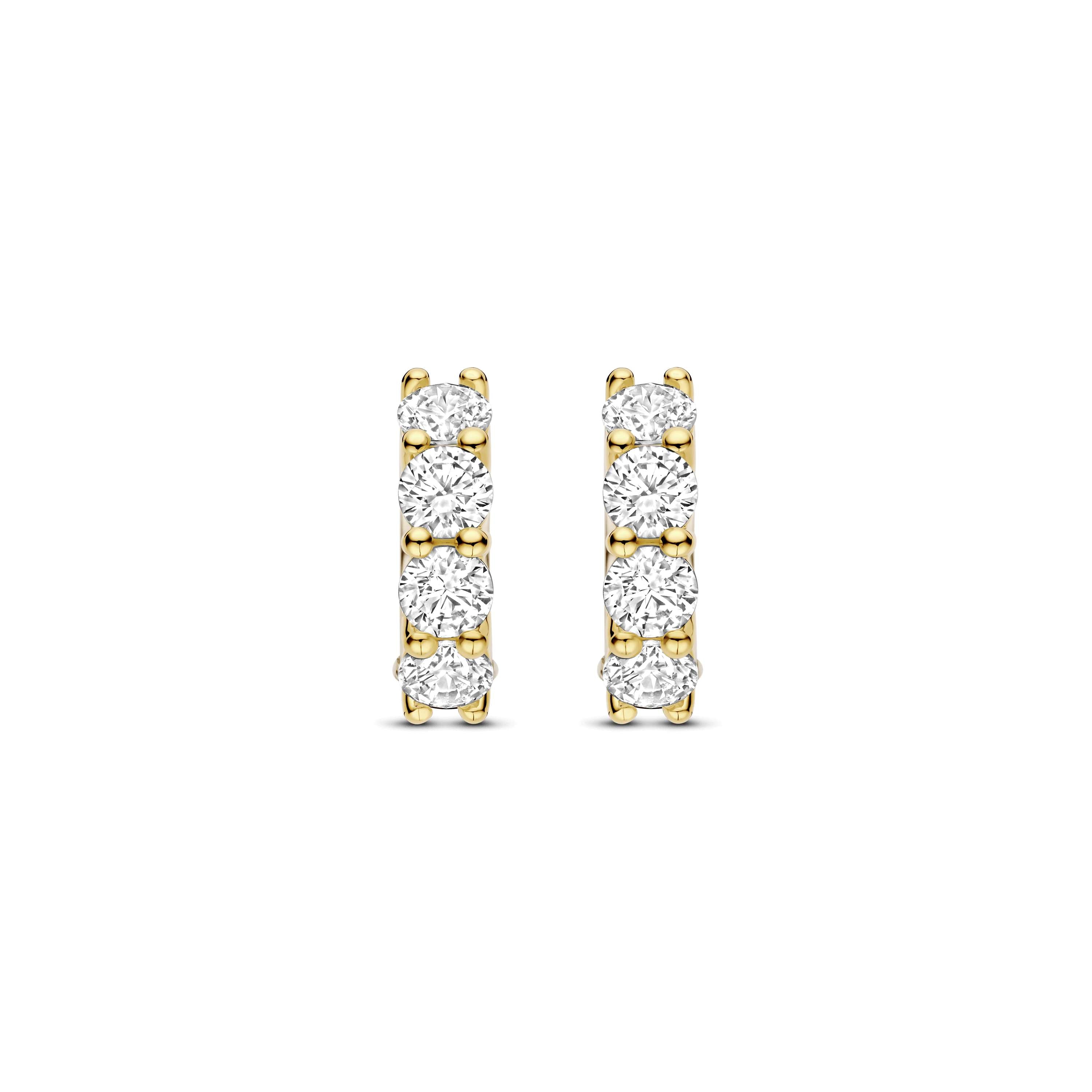 Ti Sento Gold Plated Cubic Zirconia Hoop Earrings 15mm