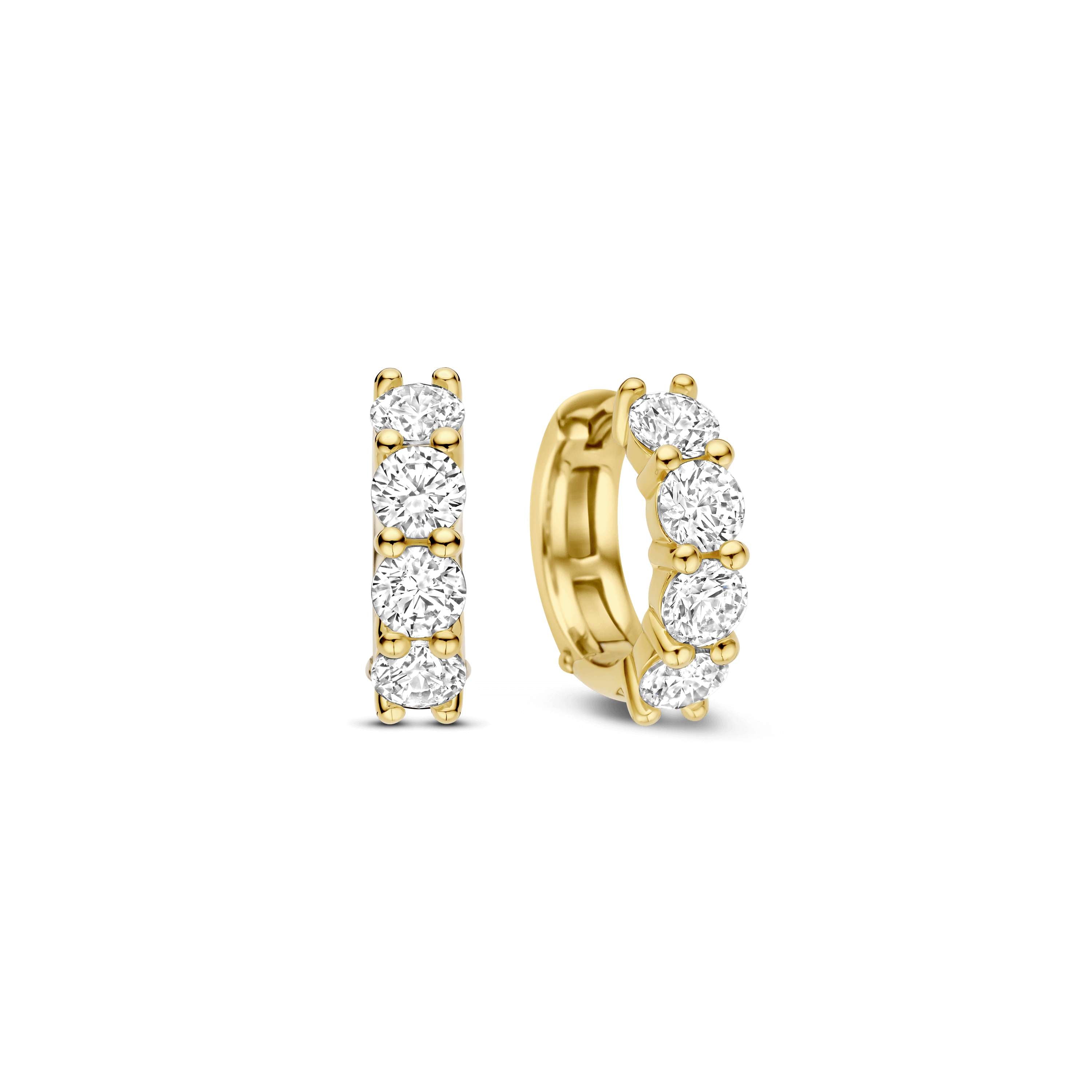 Ti Sento Gold Plated Cubic Zirconia Hoop Earrings 15mm
