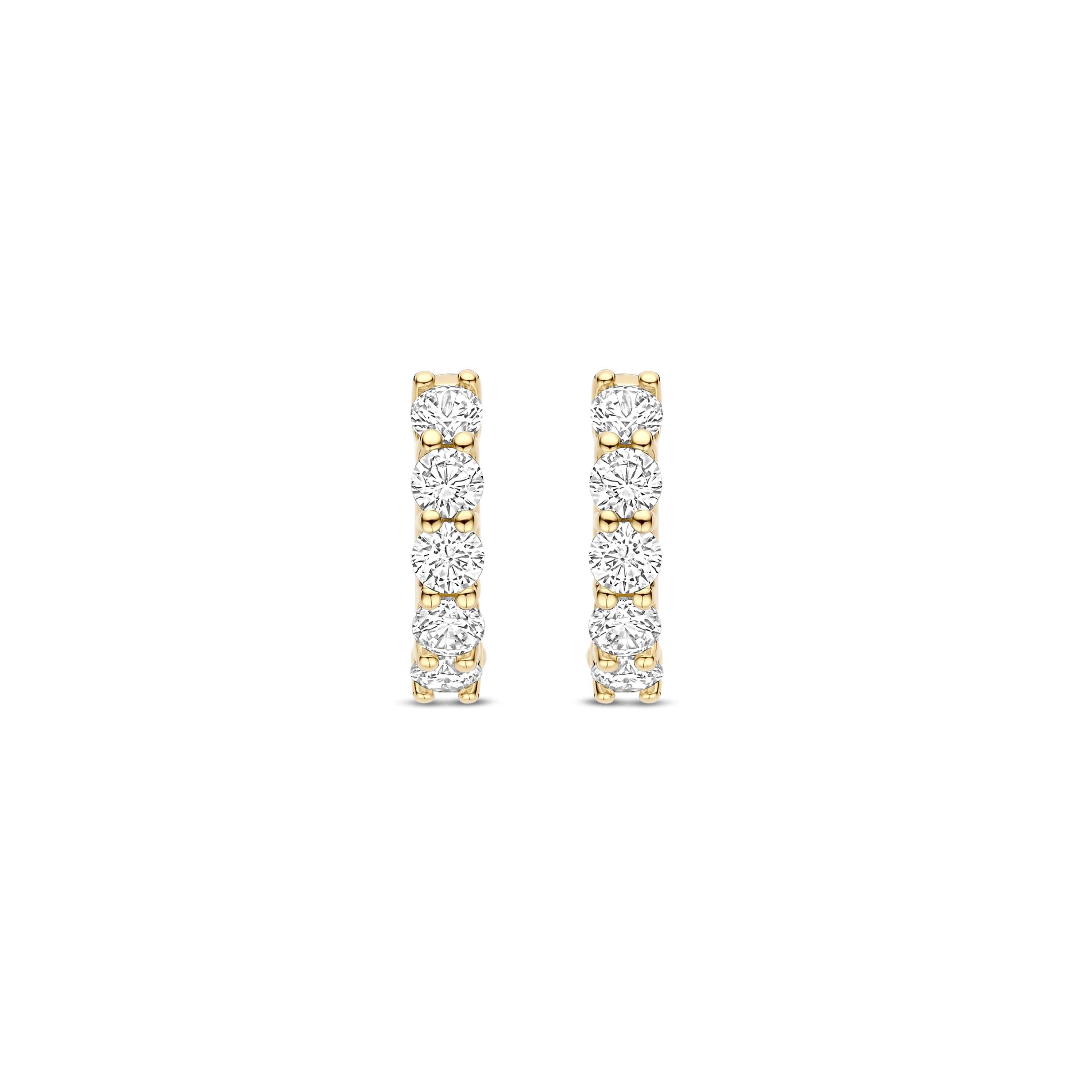 Ti Sento Gold Plated Cubic Zirconia Hoop Earrings 15mm