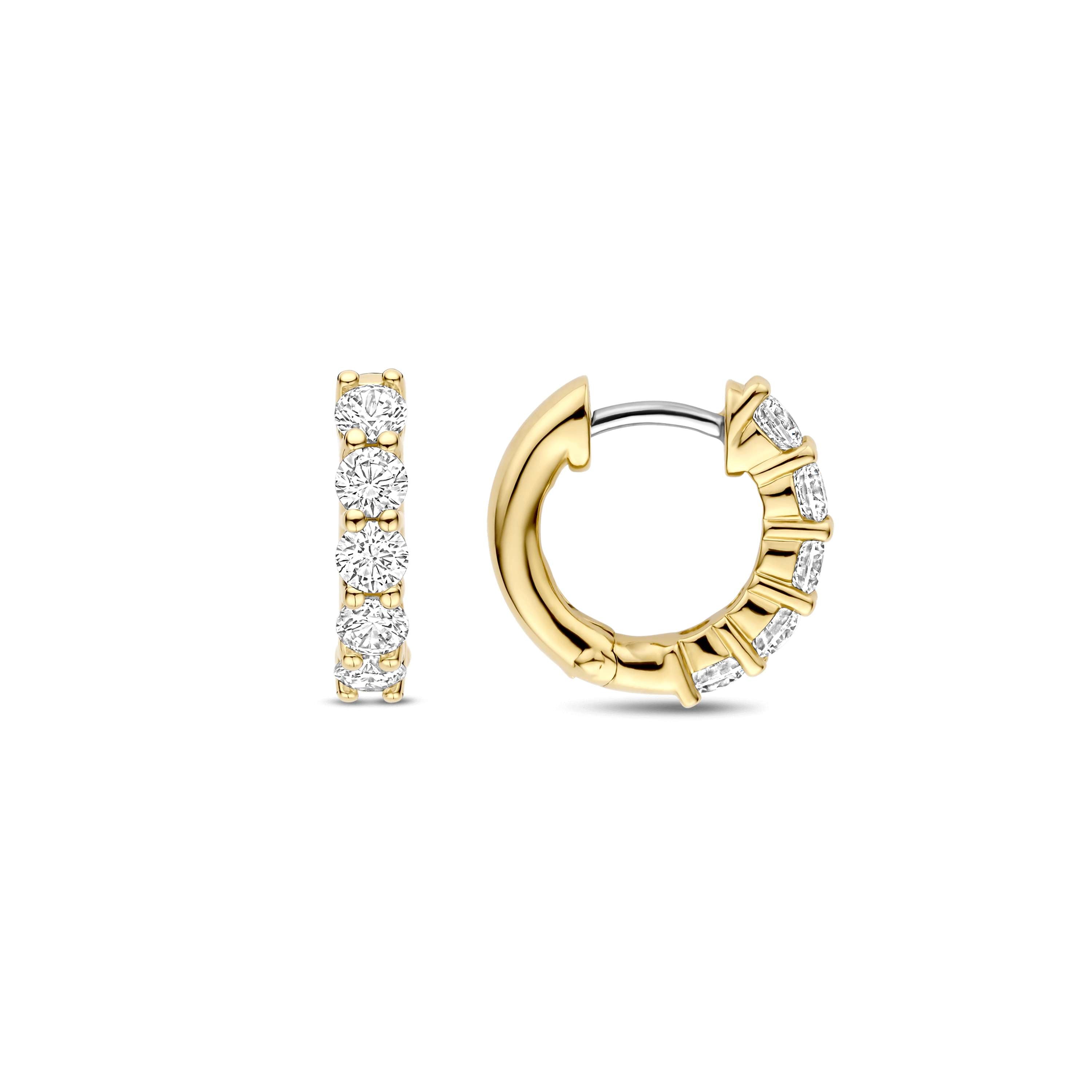 Ti Sento Gold Plated Cubic Zirconia Hoop Earrings 15mm