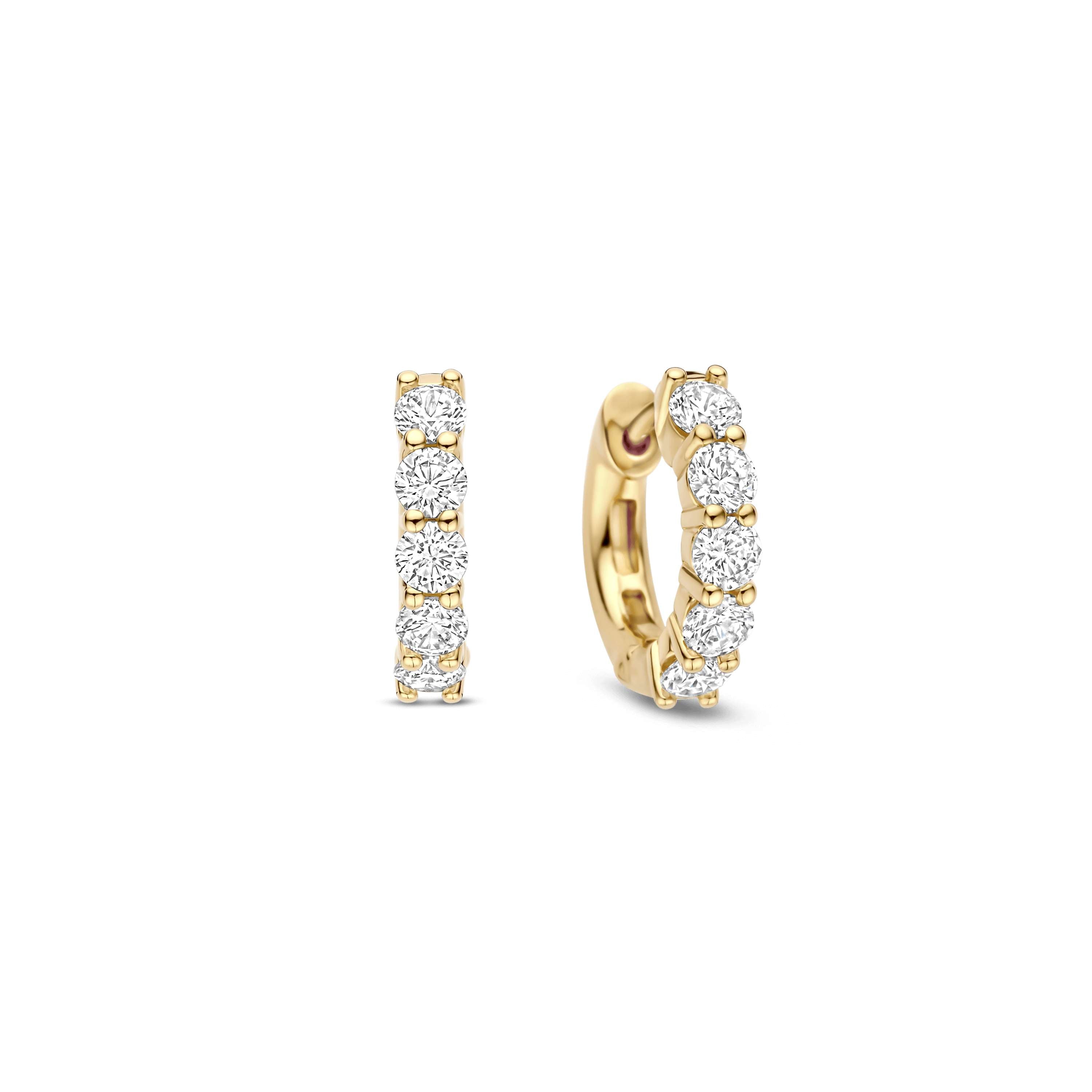 Ti Sento Gold Plated Cubic Zirconia Hoop Earrings 15mm