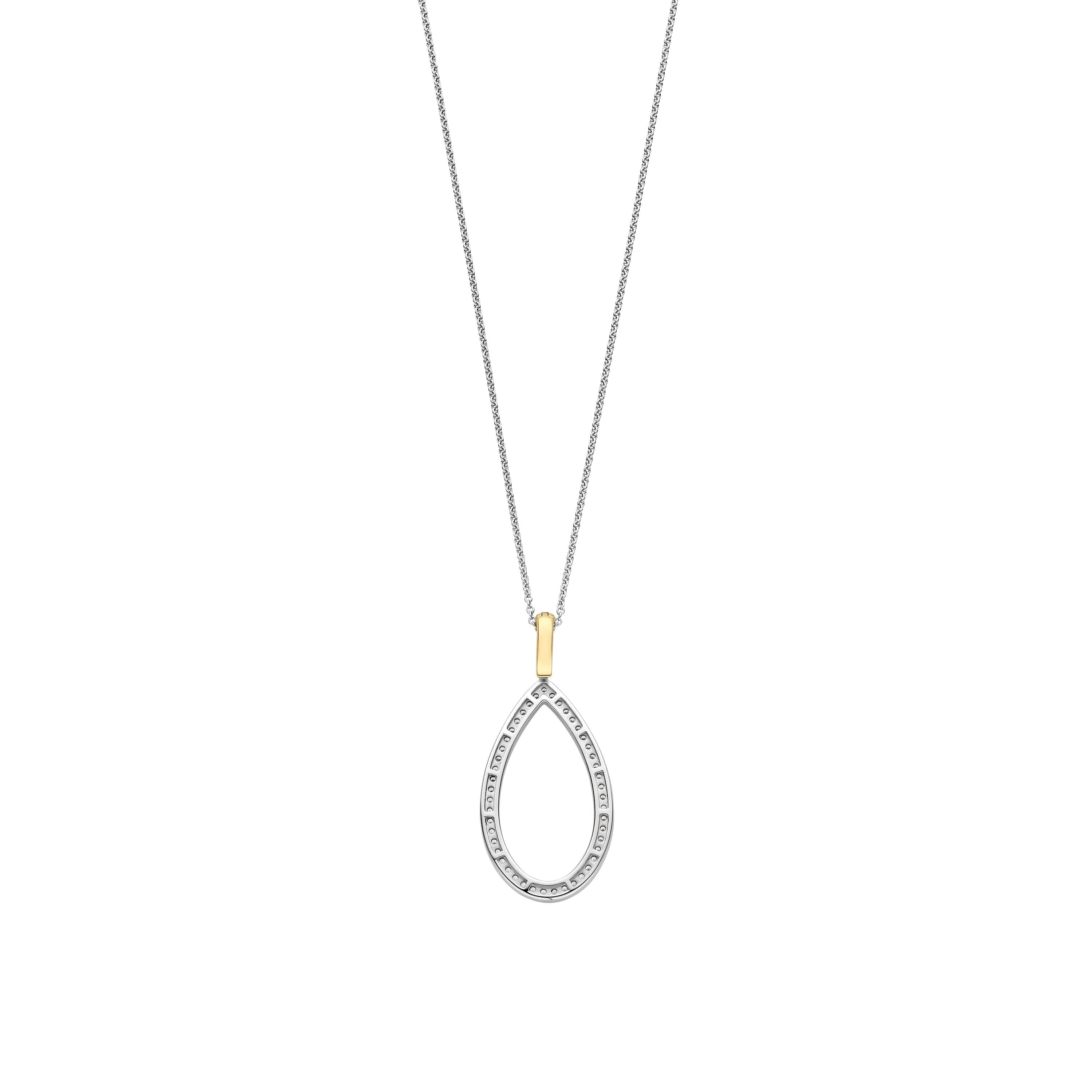 Ti Sento Sterling Silver Cubic Zirconia Open Teardrop Pendant With Gold Plated Bail