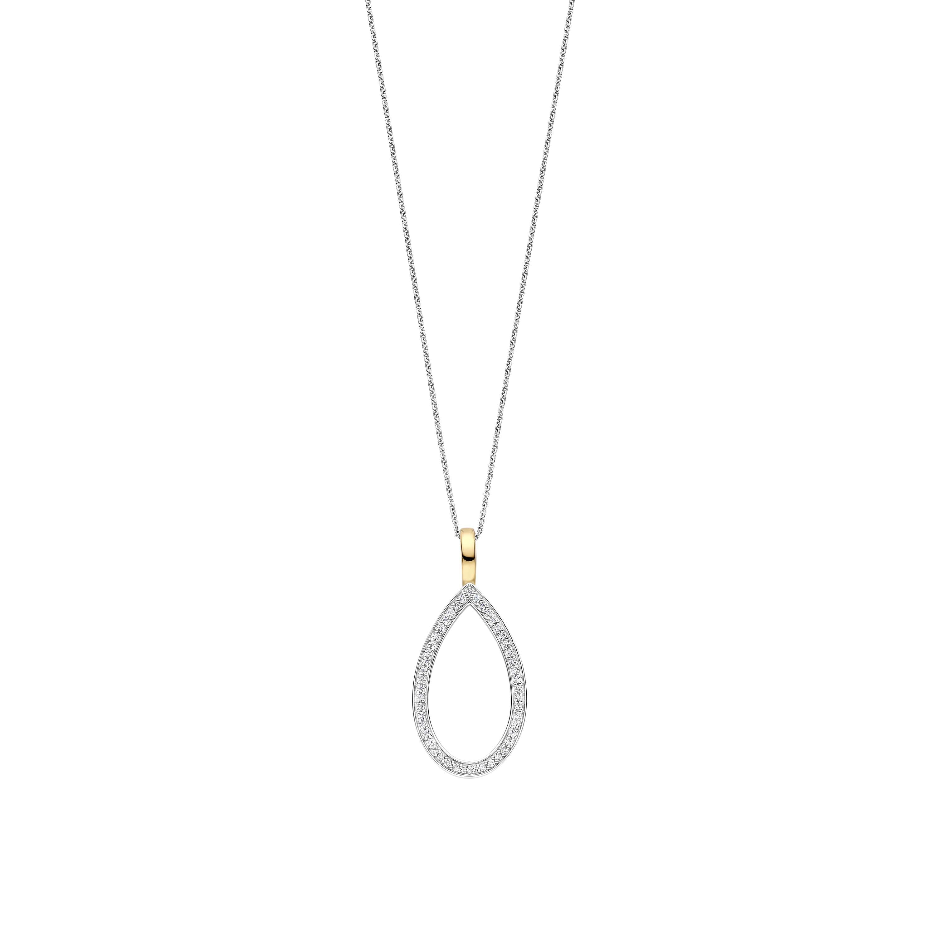 Ti Sento Sterling Silver Cubic Zirconia Open Teardrop Pendant With Gold Plated Bail