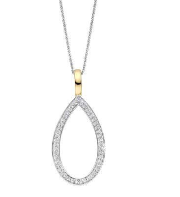 SS/YGP CZ Teardrop Pndt 45cm
