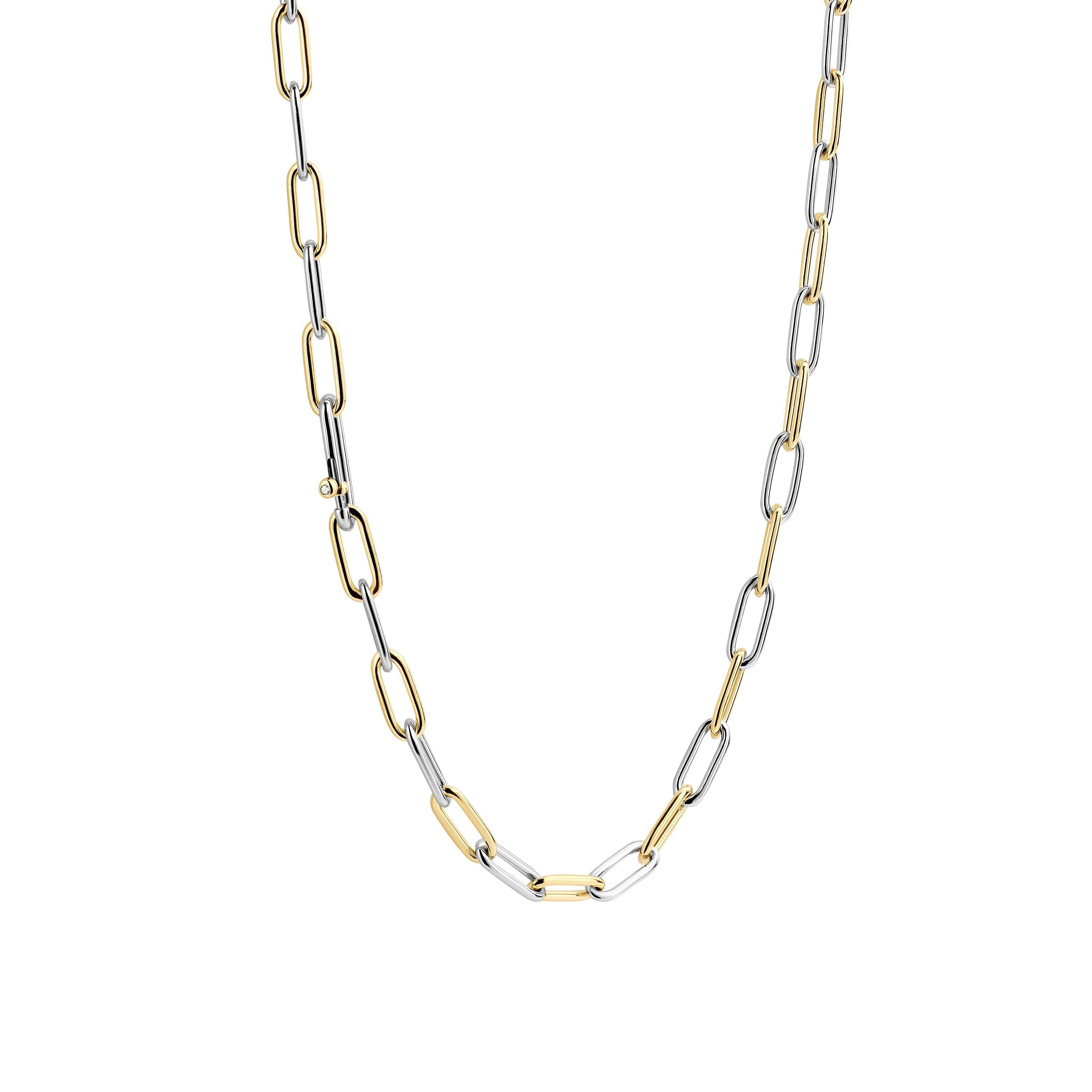Ti Sento Sterling Silver And Gold Plated Paper Link Necklace 48cm