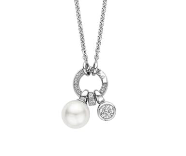 SS CZ & Shell Prl Charm Nlace 38-48cm