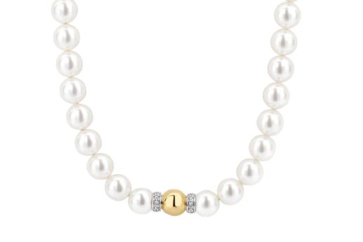 Ti Sento Shell Pearl Necklace - Cubic Zirconia, Silver & Gold, 38-48cm