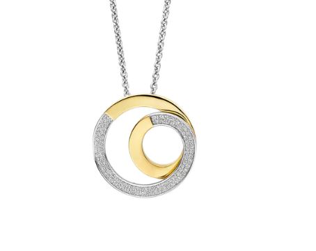Ti Sento Swirl Necklace - Cubic Zirconia, Silver & Gold, 38-48cm