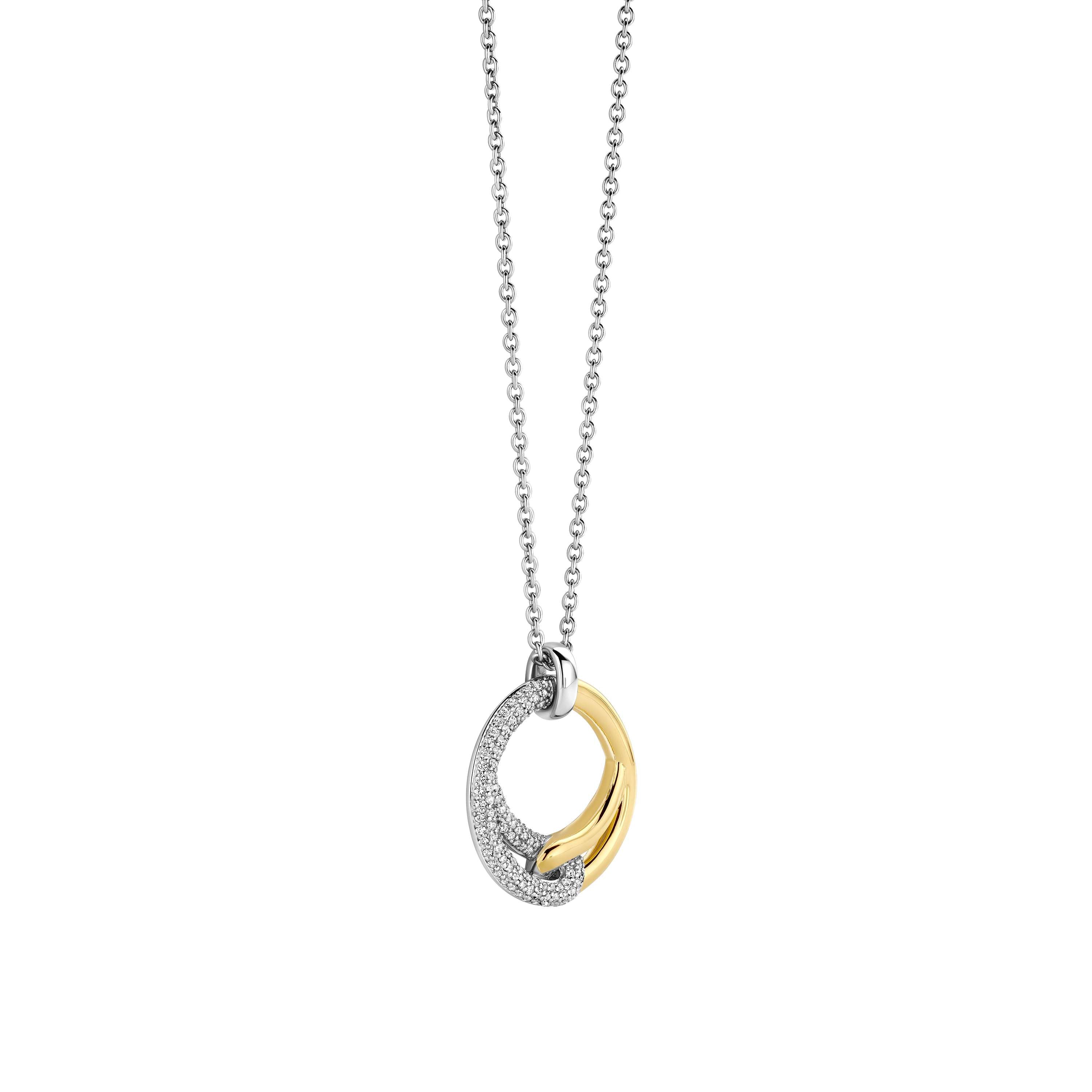 Ti Sento Sterling Silver & Gold Plated CZ Knot Circle Pendant