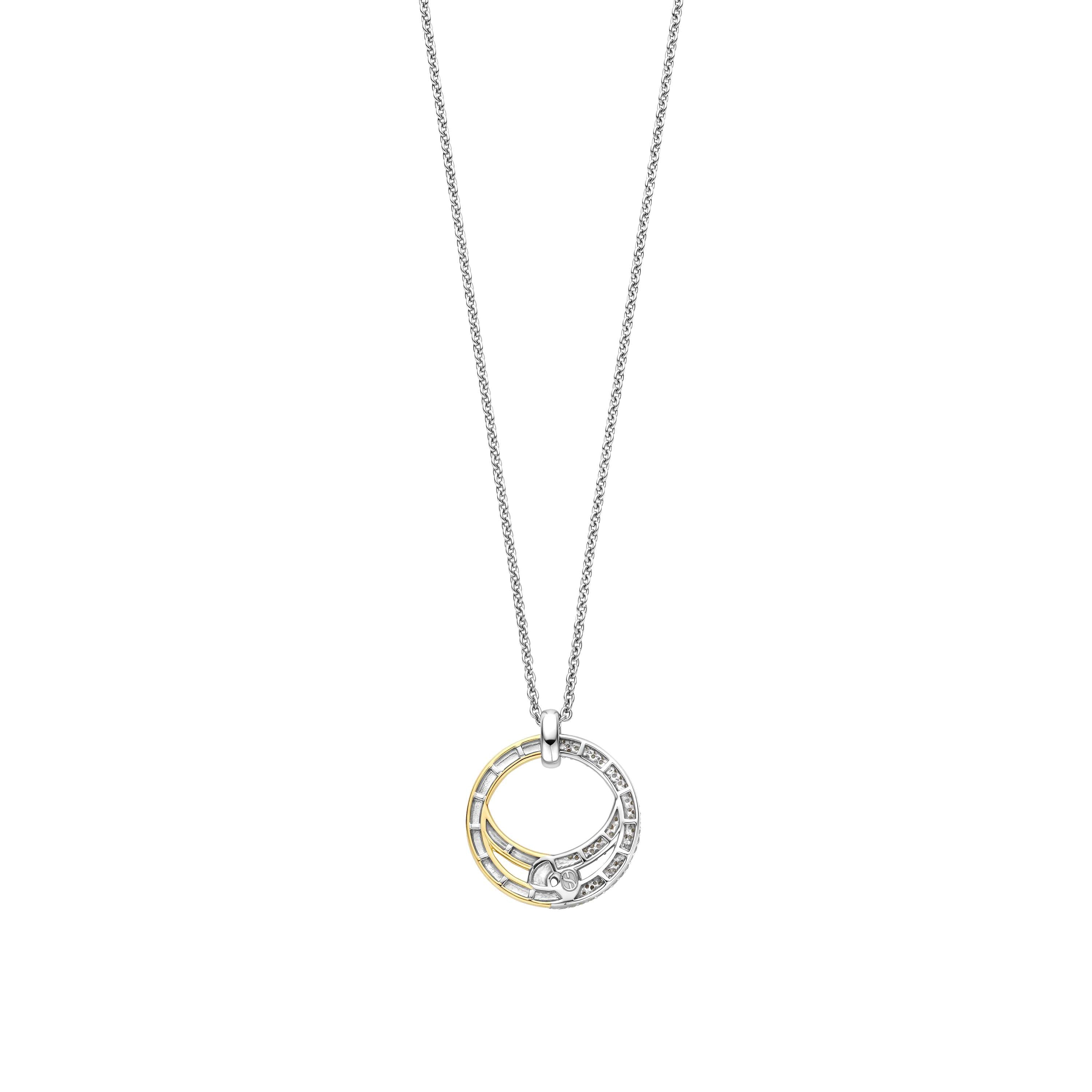 Ti Sento Sterling Silver & Gold Plated CZ Knot Circle Pendant