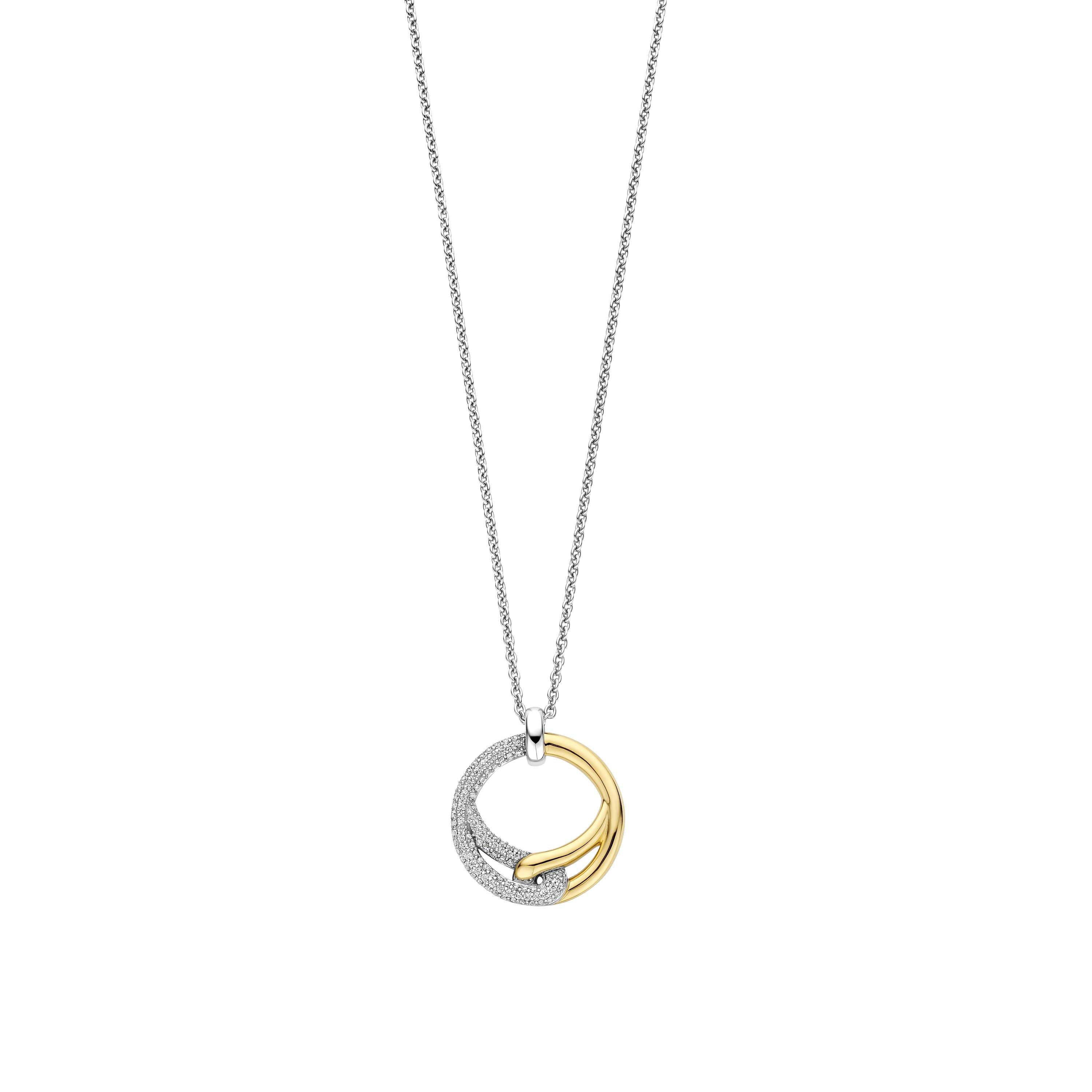 Ti Sento Sterling Silver & Gold Plated CZ Knot Circle Pendant