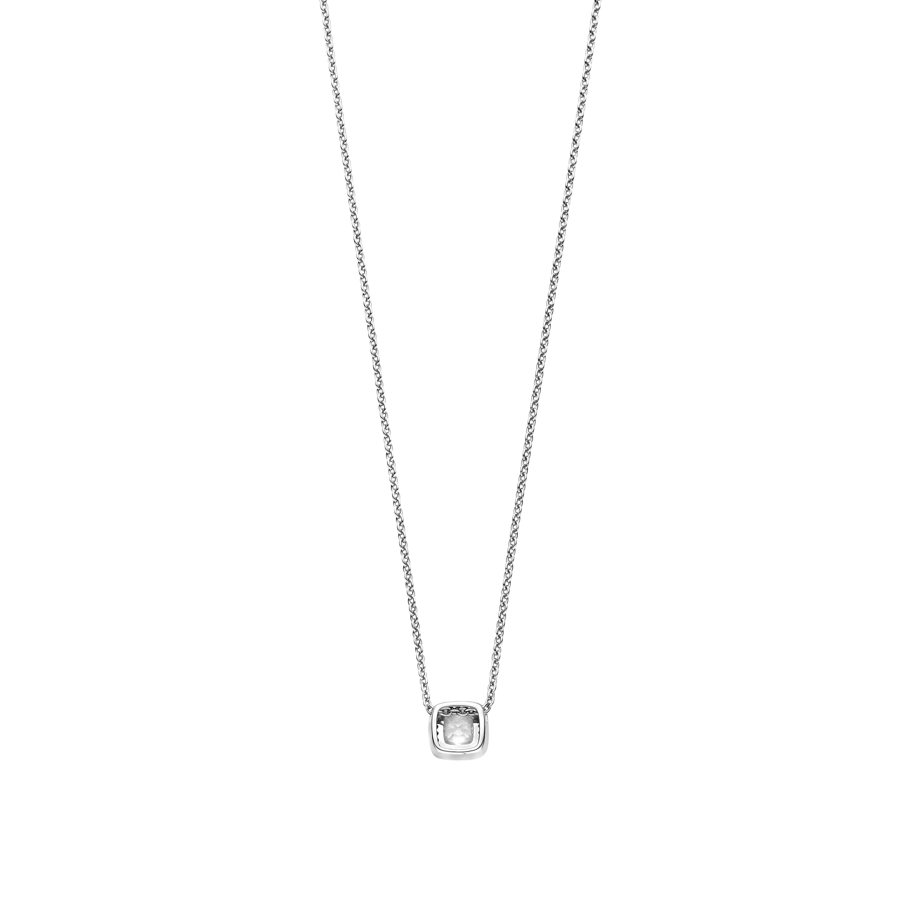 Ti Sento Sterling Silver Cubic Zirconia Cushion Shape Halo Necklace 38-48cm