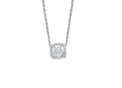 Ti Sento Cushion Halo Necklace - Cubic Zirconia, Sterling Silver, 38-48cm