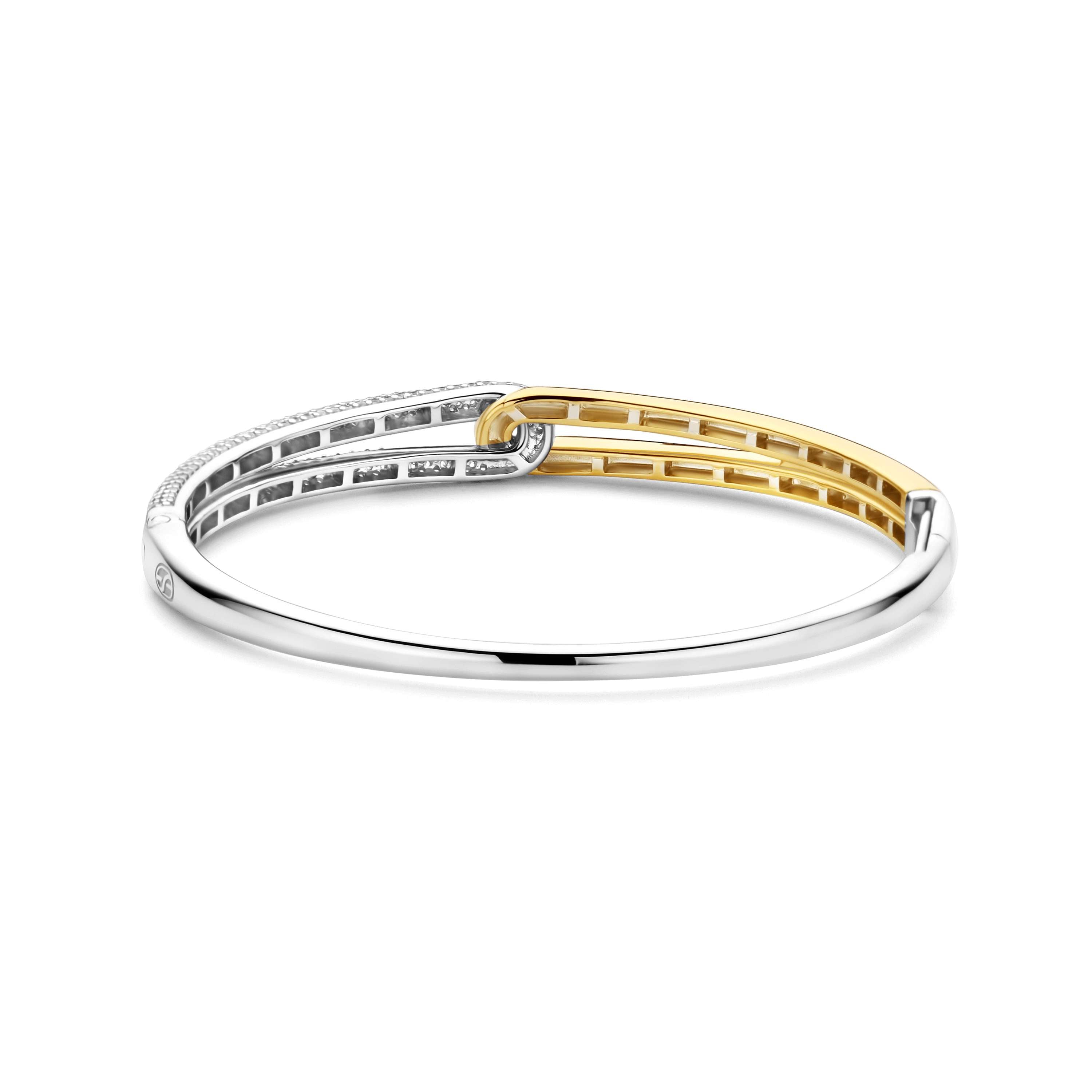 Ti Sento Sterling Silver & Gold Plated Cubic Zirconia Knot Bangle - M