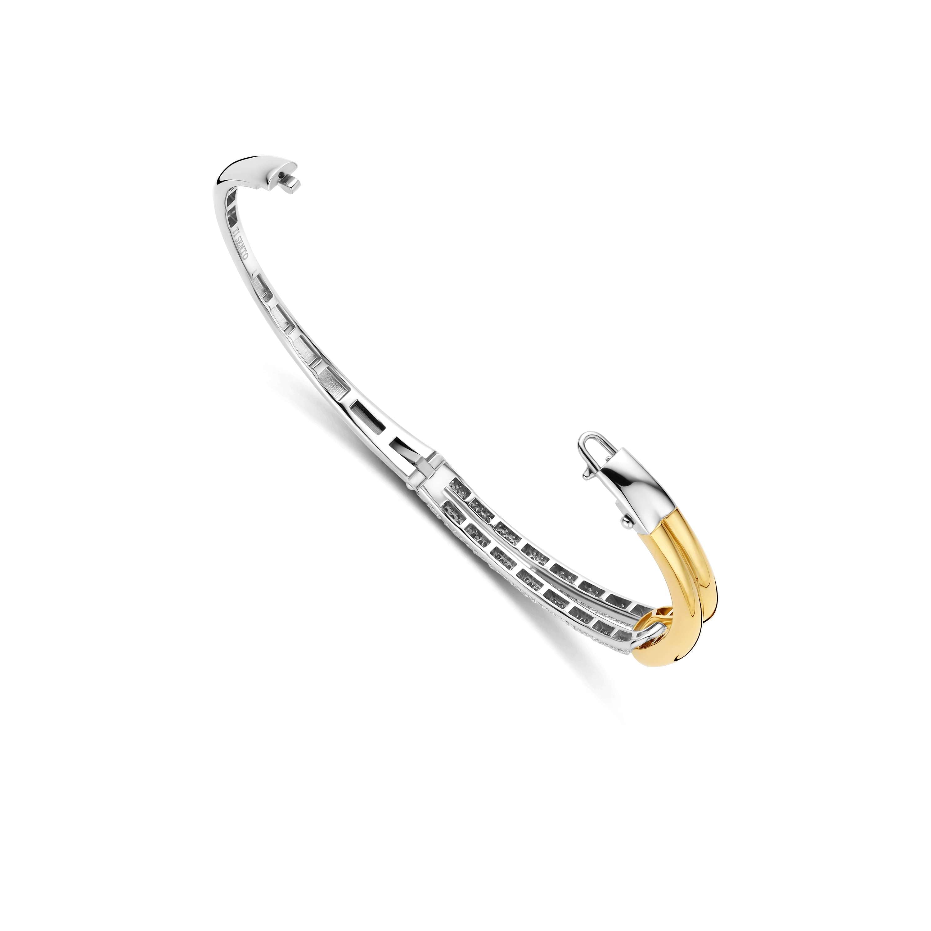 Ti Sento Sterling Silver & Gold Plated Cubic Zirconia Knot Bangle - M