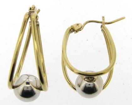 Vintage 9ct Yellow And White Gold Hoop Earrings