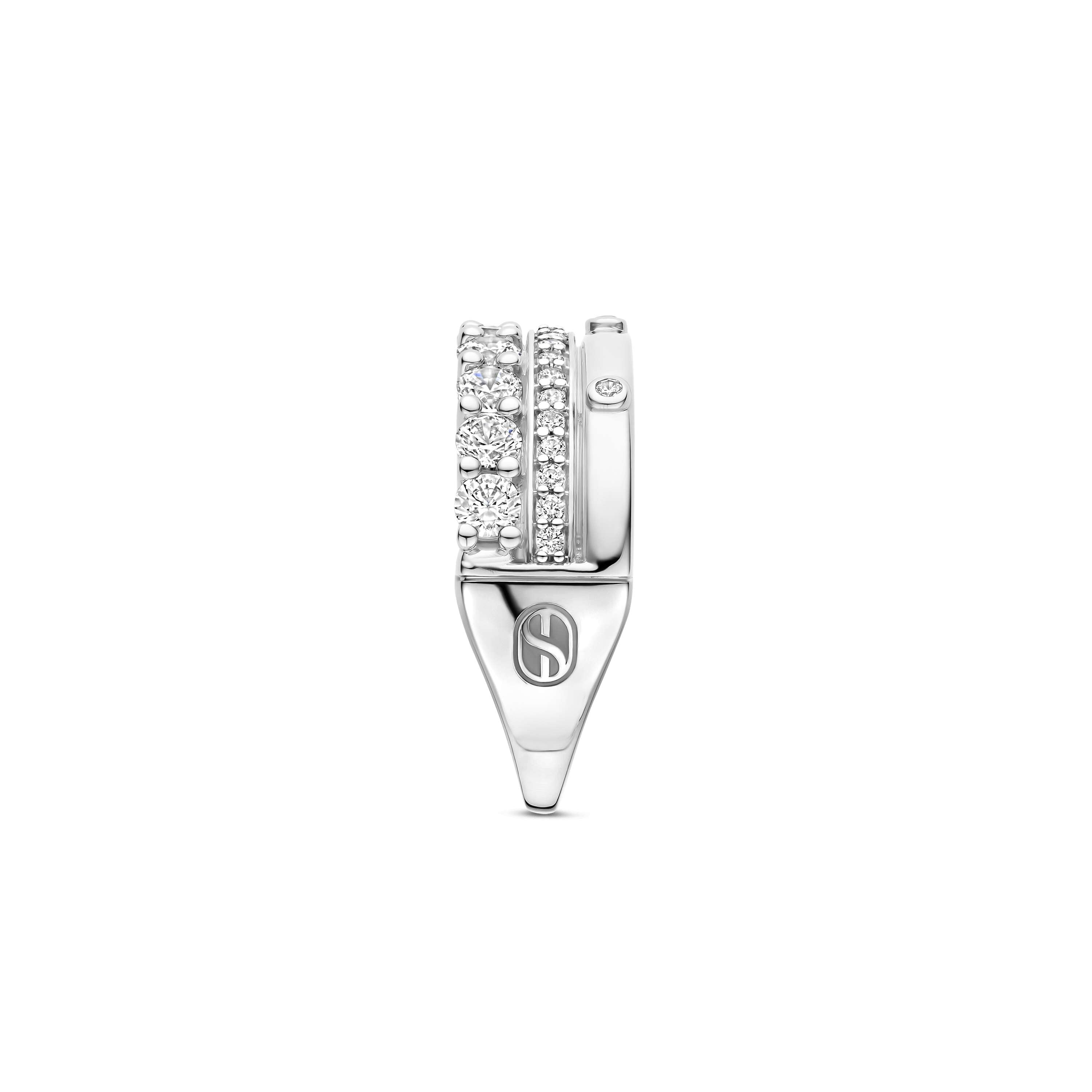 Ti Sento Sterling Silver Cubic Zirconia 3 Row Ring (Size 56)