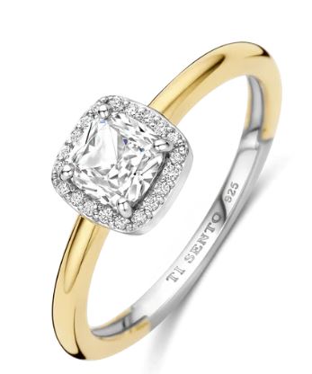 SS/YGP CZ Cush Halo Ring - 52